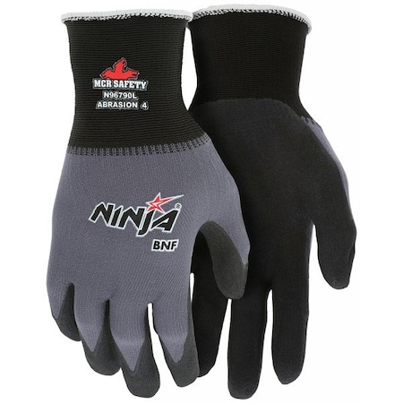 Mcr Safety Ninja Gloves, Small, Nylon, Black, Knit Wrist Cuff N96790S